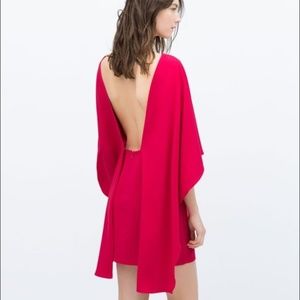 Zara backless red cape dress